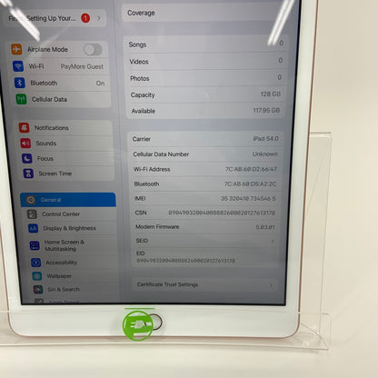 Unlocked Apple iPad 7th Gen 128GB 16.6.1 Gold MW722LL/A