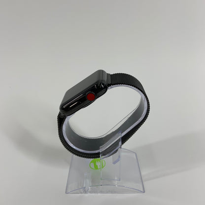 Unlocked Apple Watch Series 3 42MM Black Stainless Steel Milanese Loop A1861