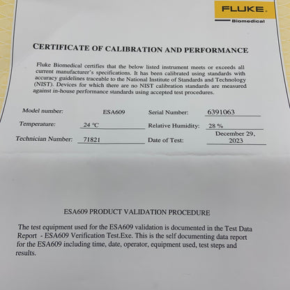 Fluke Biomedical ESA609 Electric Safety Analyzer