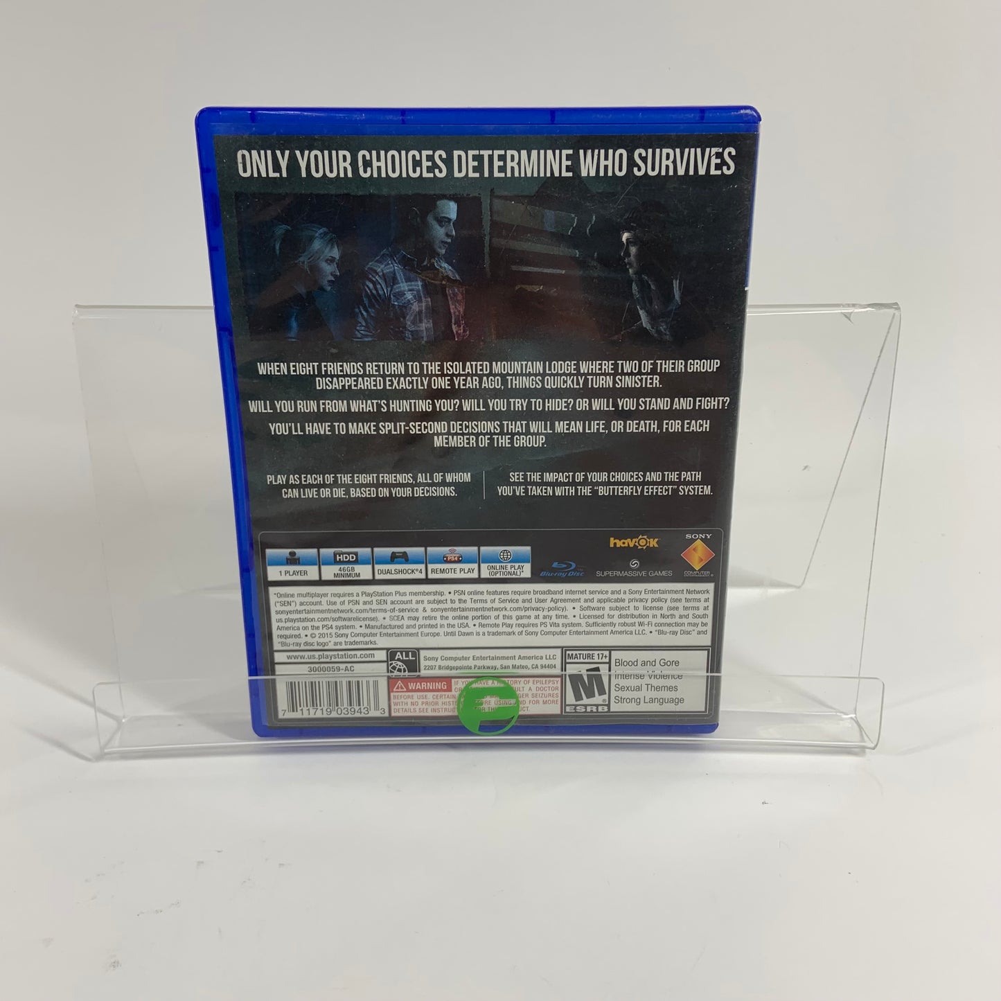 Until Dawn (Sony PlayStation 4 PS4, 2015)