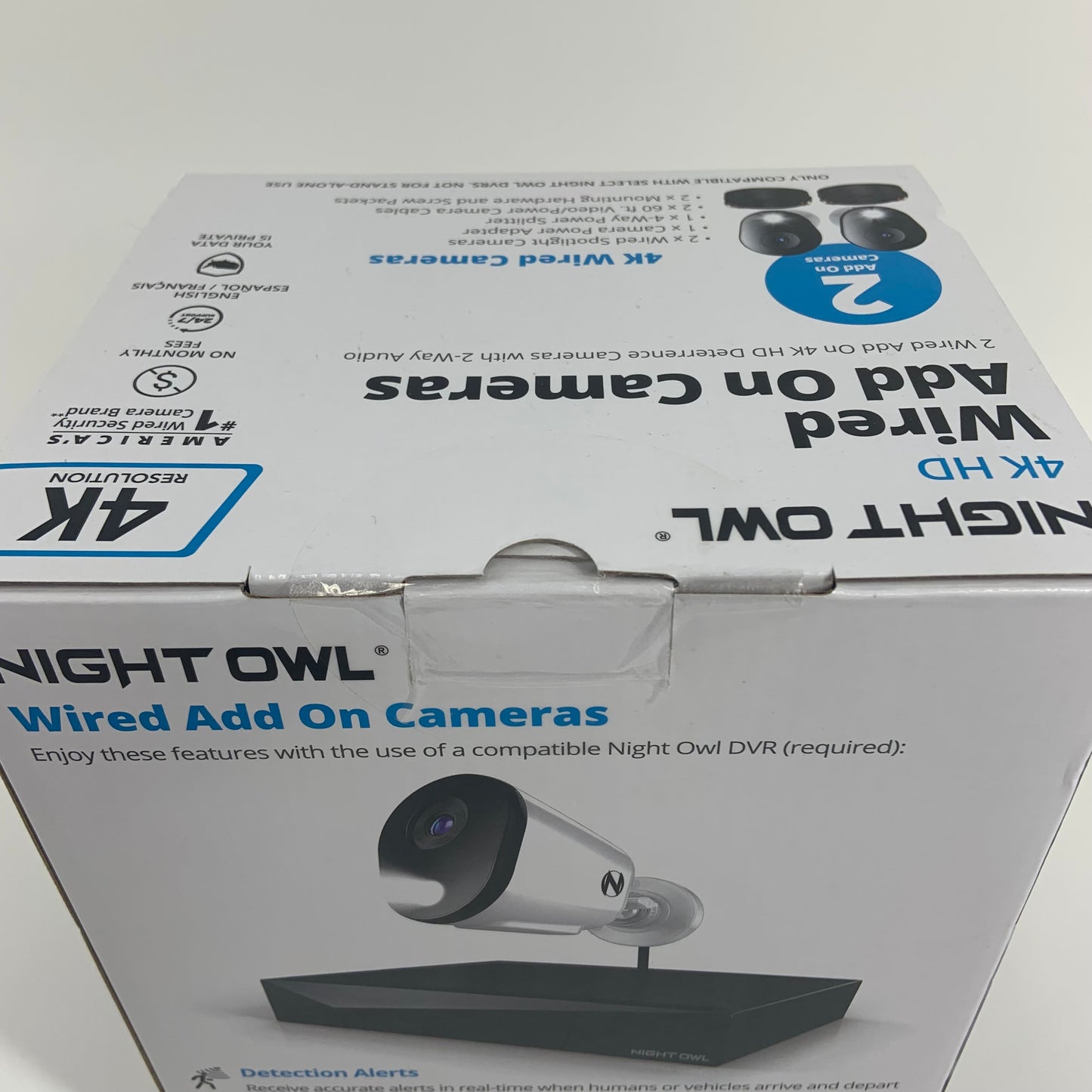 New Night Owl 4K HD Wired Add On Cameras 2PK Deterrence Cameras With Audio