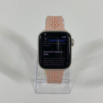 Unlocked Apple Watch SE 2nd Gen 40MM Silver Aluminum Pink Aftermarket Band