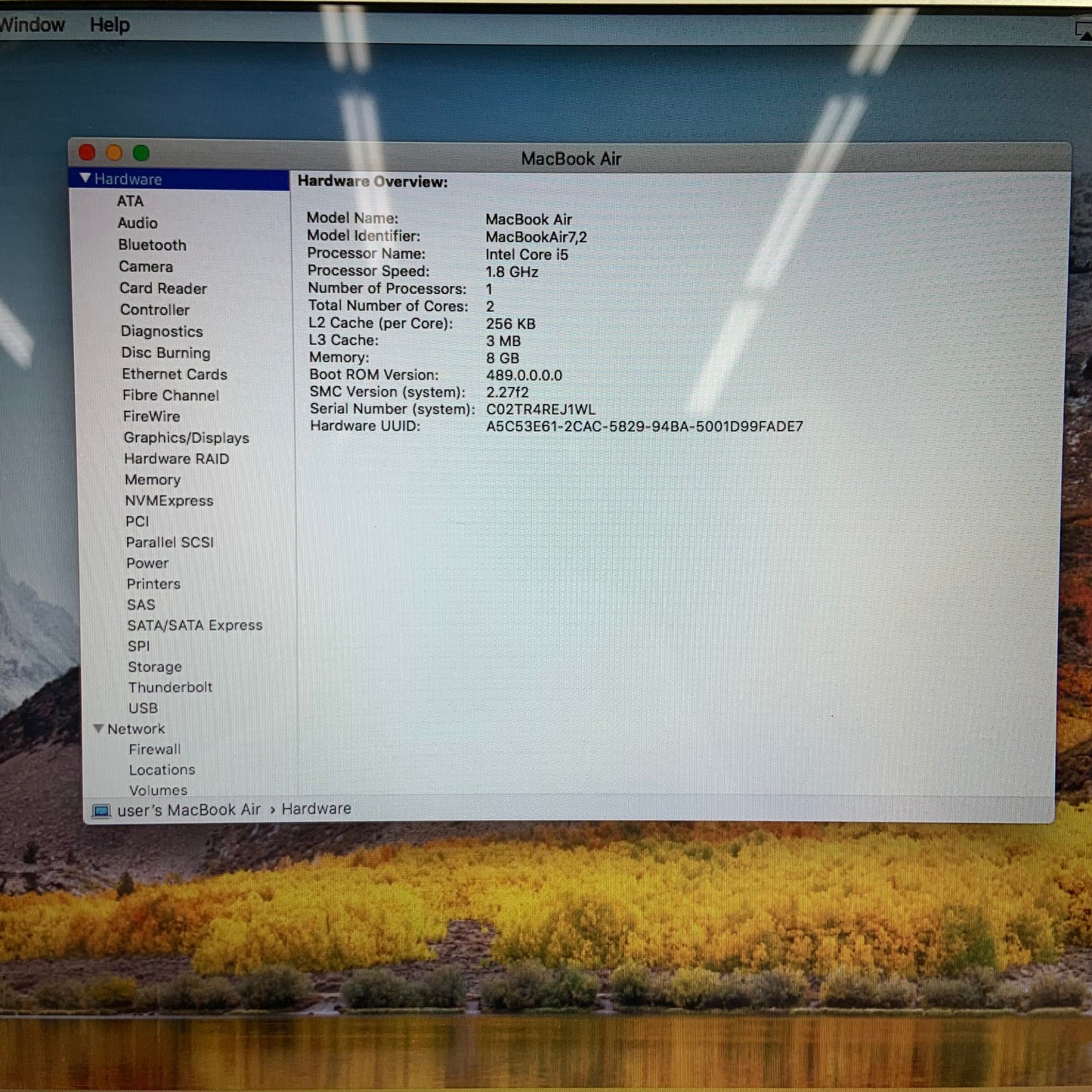  2017 Apple MacBook Air 13.3" i5 1.8GHz 8GB RAM 256GB A1466