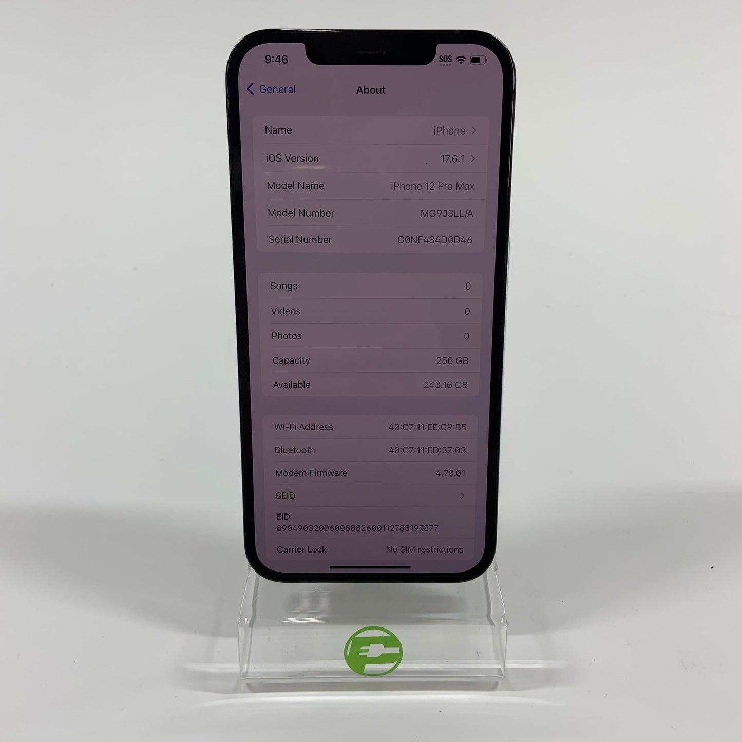 Unlocked Apple iPhone 12 Pro Max 256GB BLUE MG9J3LL/A