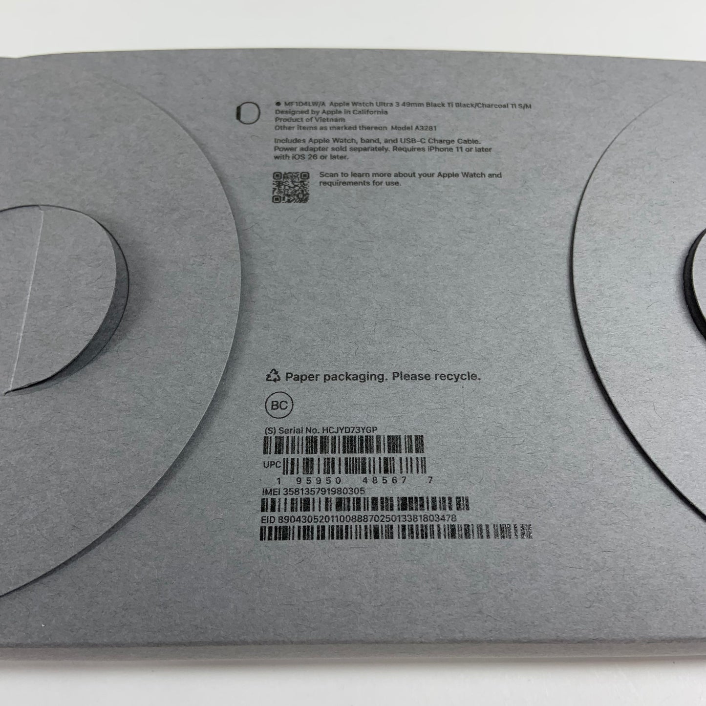 New Unlocked Apple Watch Ultra 3 49MM Black Titanium Black Trail Loop MF1D4LW/A