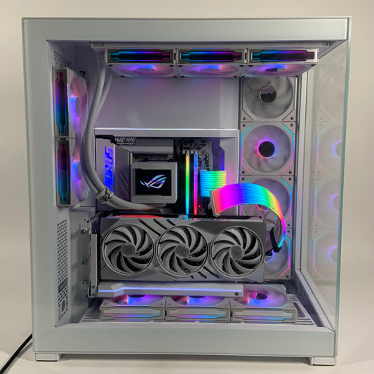 Flagship Studio Ryzen 9 7950X3D RTX 4080 Super 5TB SSD 32GB DDR5 White Gaming PC Productivity RGB Lian Li Fans Phanteks NV7 Case