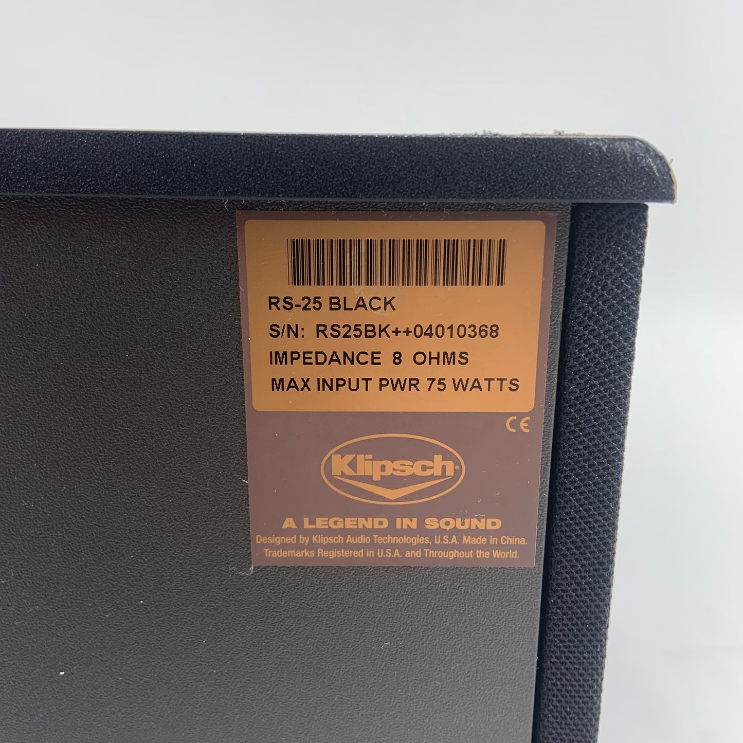 Klipsch RS-25 Black Reference Two Way Surround Channel Loudspeaker Pair of 2