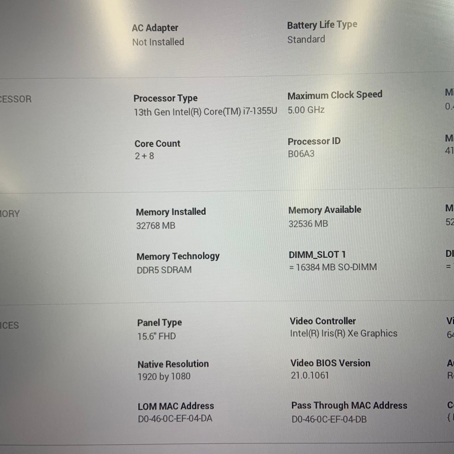 Dell Latitude 3550 15.6" i7-1355U 1.7GHz 32GB RAM 256GB SSD WIN 11 PRO