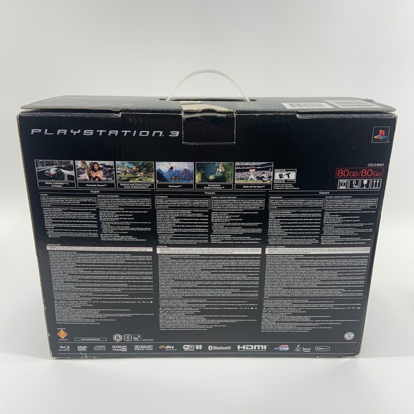 Sony PlayStation 3 Fat PS3 80GB Black Console Gaming System CECHK01 with Box TESTED