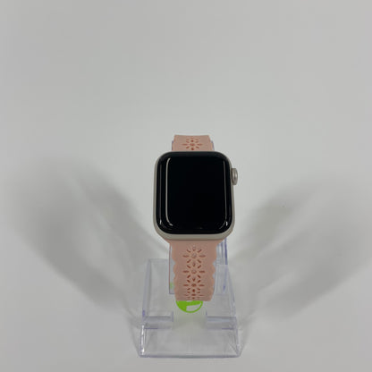 Unlocked Apple Watch SE 2nd Gen 40MM Silver Aluminum Pink Aftermarket Band