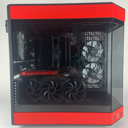 Red Black HYTE Y60 AMD Ryzen 7 7700X Sapphire 7900 XT 20GB 4TB Storage 32GB DDR5 Custom Stealth Gaming PC