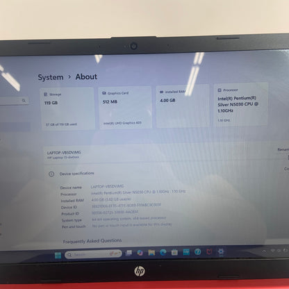 HP Laptop 15-DW0083WM 15.6" Pentium Silver N5030 1.1GHz 4GB RAM 128GB SSD