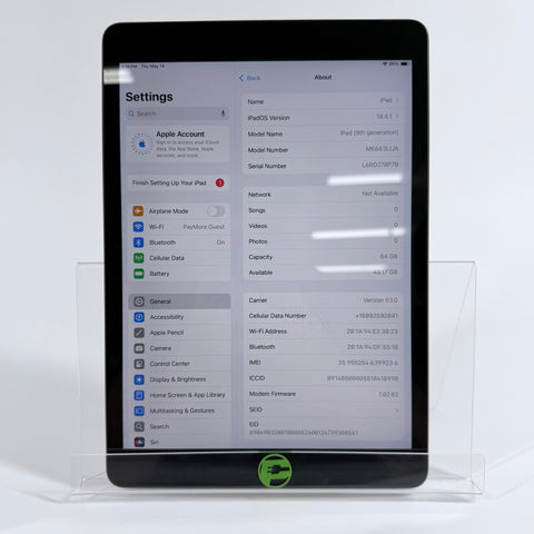 Unlocked Apple iPad 9th Gen 64GB Space Gray MK663LL/A