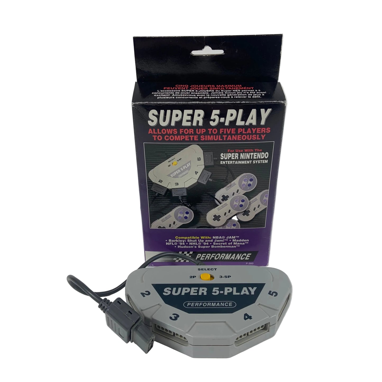 Performance Super 5-Play Gray P-350 Controller Adapter For SNES