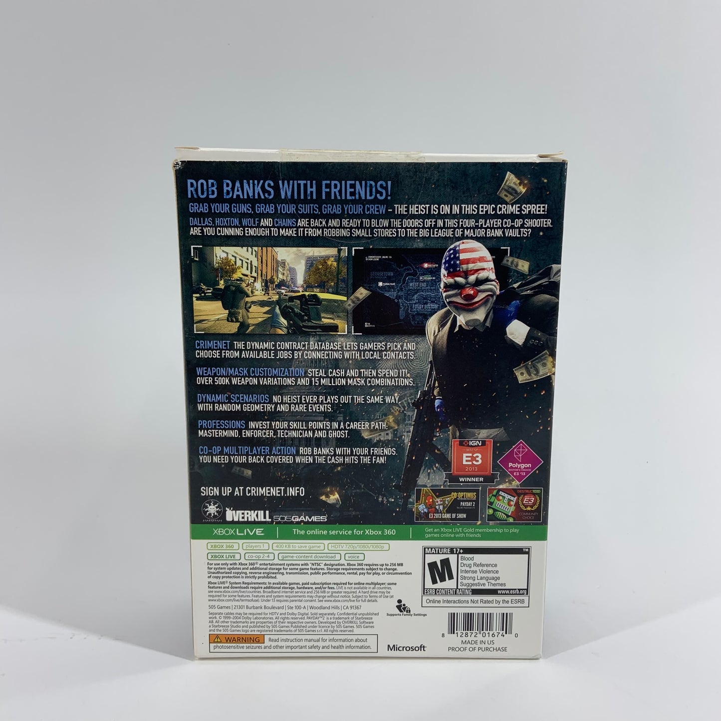 OPEN BOX Payday 2 [Collector's Edition] (Microsoft Xbox 360, 2013) 1 of 30,000