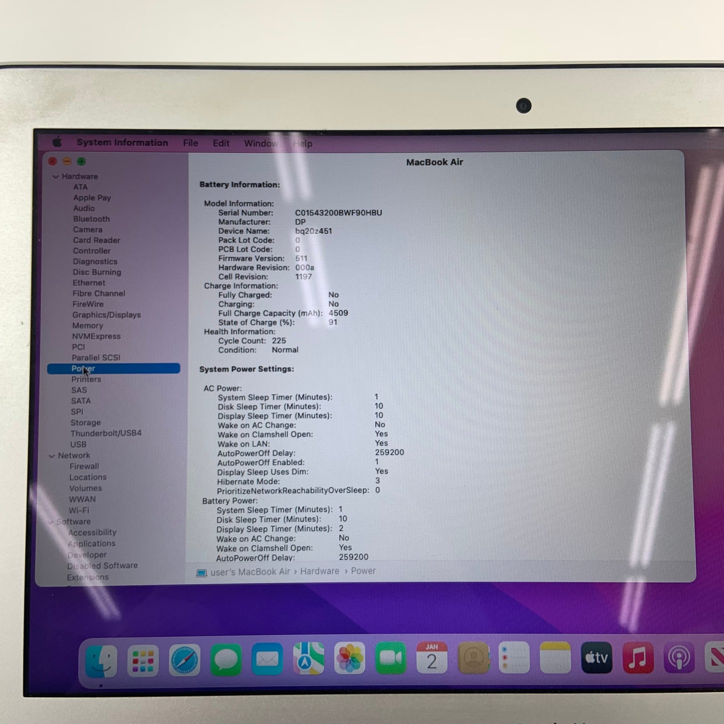 2015 Apple MacBook Air 11" i5 1.6GHz 4GB RAM 128GB SSD Silver A1465