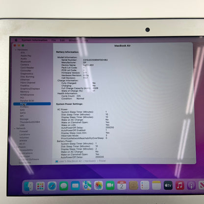 2015 Apple MacBook Air 11" i5 1.6GHz 4GB RAM 128GB SSD Silver A1465