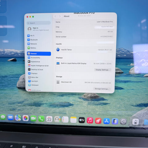 2023 Apple MacBook Pro 16" M3 Max 40C GPU 4.0GHz 48GB RAM 1TB SSD MUW63LL/A