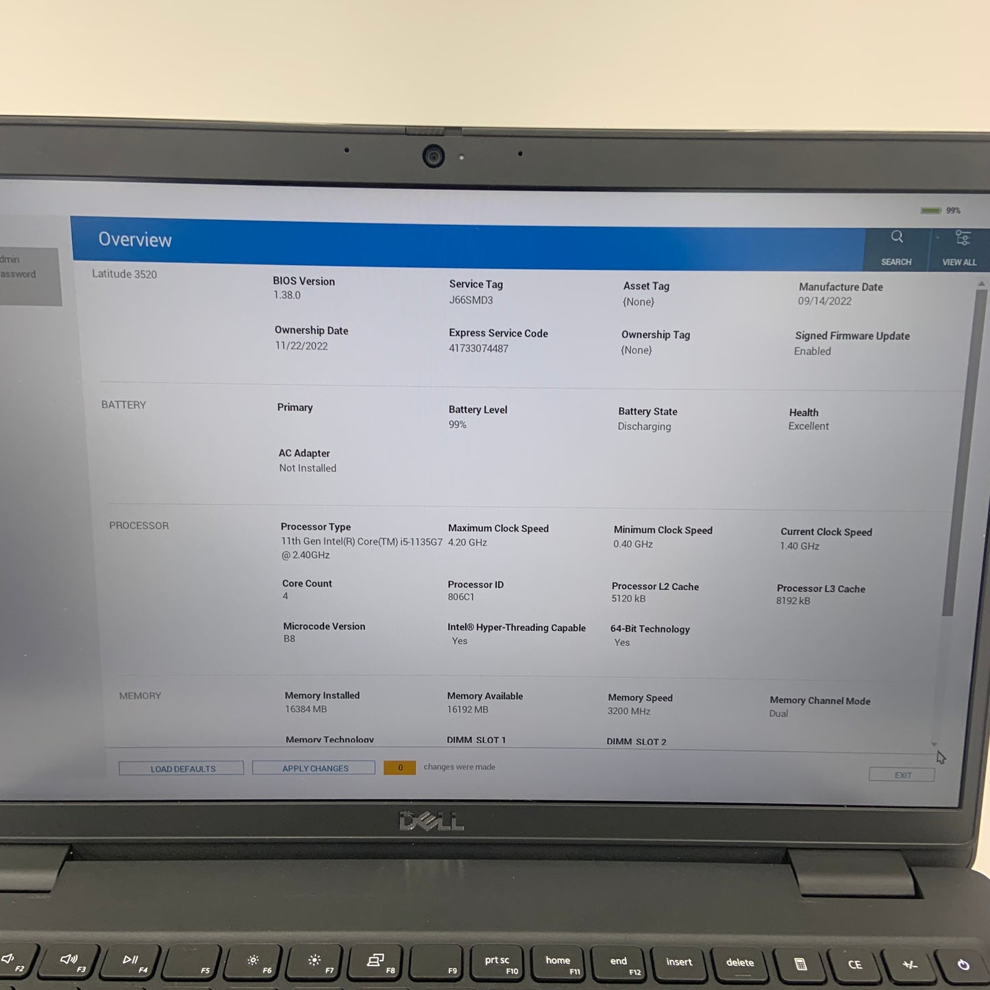 Dell Latitude 3520 15.6" i5-1135G7 2.4GHz 16GB RAM 256GB SSD