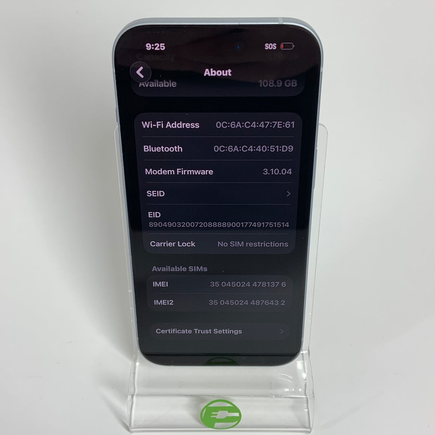 Factory Unlocked Apple iPhone 15 128GB Blue MTLY3LL/A