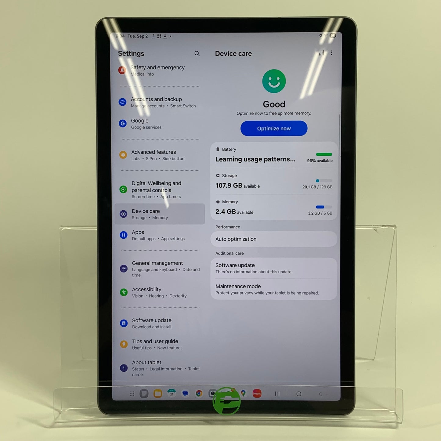 WiFi Only Samsung Galaxy Tab S9 FE 10.9" 128GB Gray SM-X510