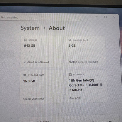 Budget Black RGB Gaming PC i5-11400F 16GB RAM NVIDIA GeForce RTX 2060 1TB SSD