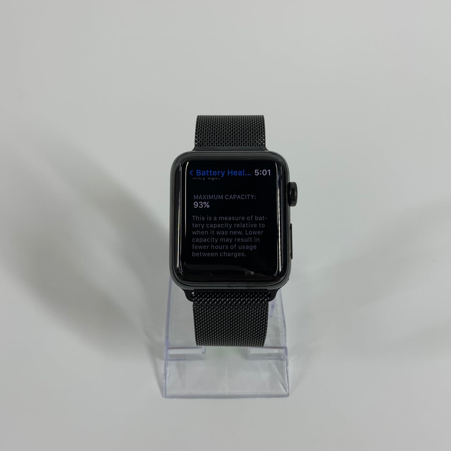 Unlocked Apple Watch Series 3 42MM Black Stainless Steel Milanese Loop A1861