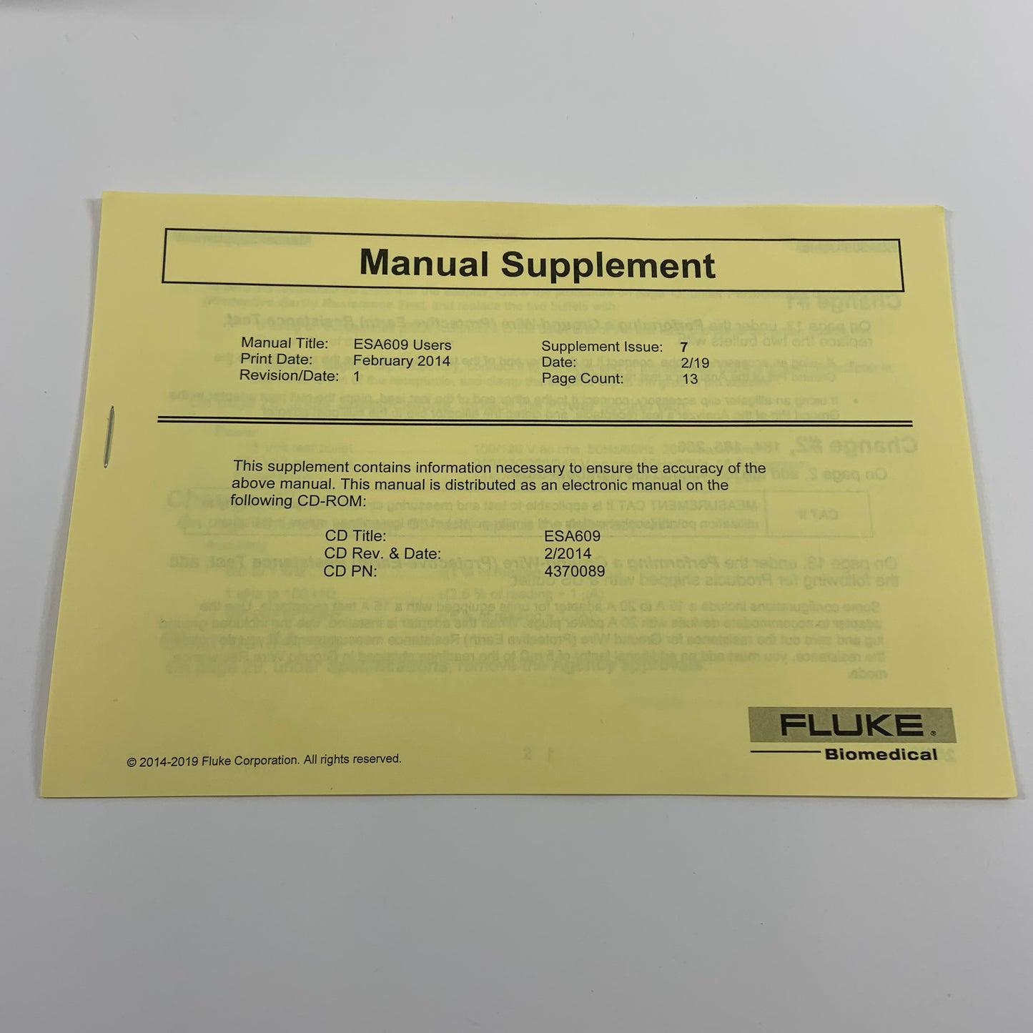 Fluke Biomedical ESA609 Electric Safety Analyzer