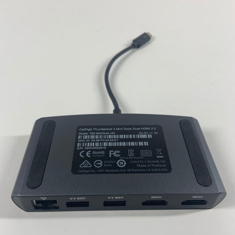 CalDigit thunderbolt 3 mini dock dual hdmi 2.0 
