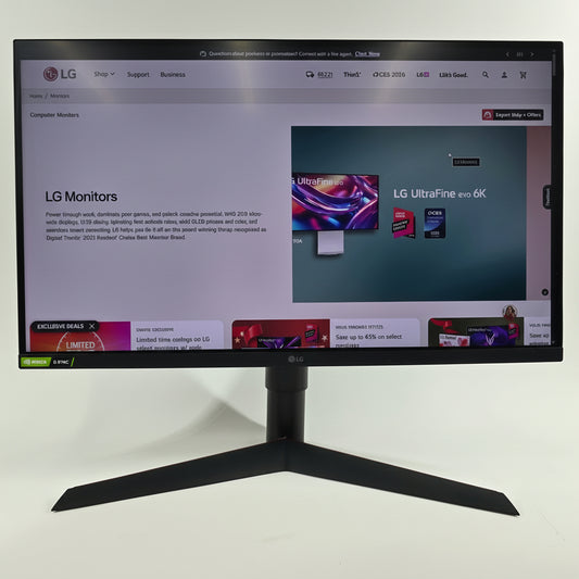 LG 27" 27GL83A UltraGear QHD Gaming Monitor 144Hz Refresh Rate