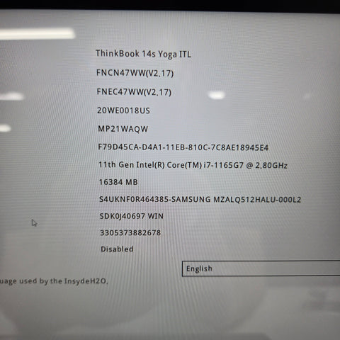 Lenovo Thinkbook 14s Yoga ITL Touch 14" i7-1165G7 2.7GHz 16GB RAM 512GB No OS