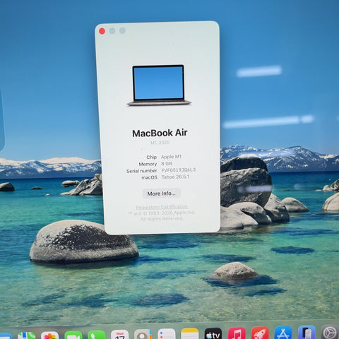 2020 Apple MacBook Air 13.3" M1 8C GPU 3.2GHz 8GB RAM 128GB SSD A2337