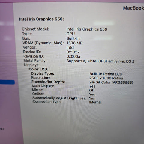 2016 Apple MacBook Pro 13.3" i5 2.9GHz 8GB RAM 256GB SSD Space Gray A1706