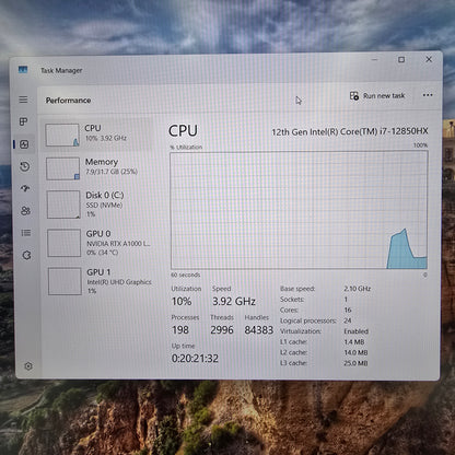 Dell Precision 7670 16" i7-12850HX 32GB RAM 1TB SSD RTX A1000 W11P Studio Laptop